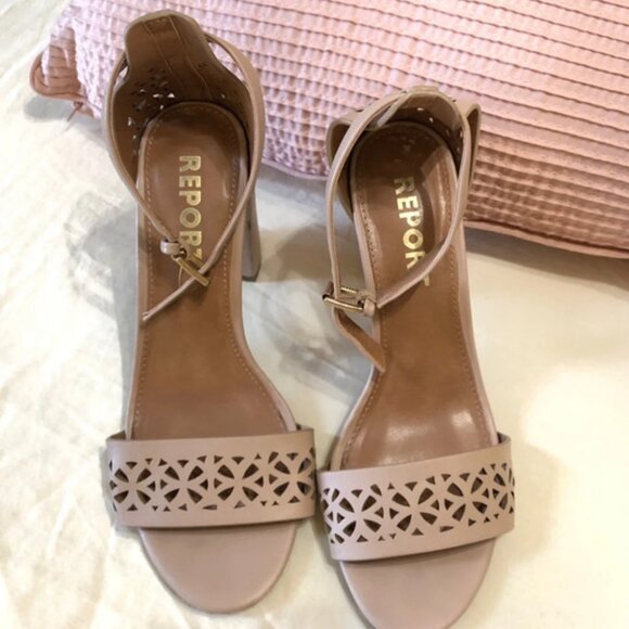Report Nude Pink Block Heel Sandal Size 6.5 - Picture 1 of 2